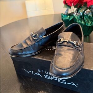 Gordon Rush Men's Leather Slip-On Loafers with Silver Accent